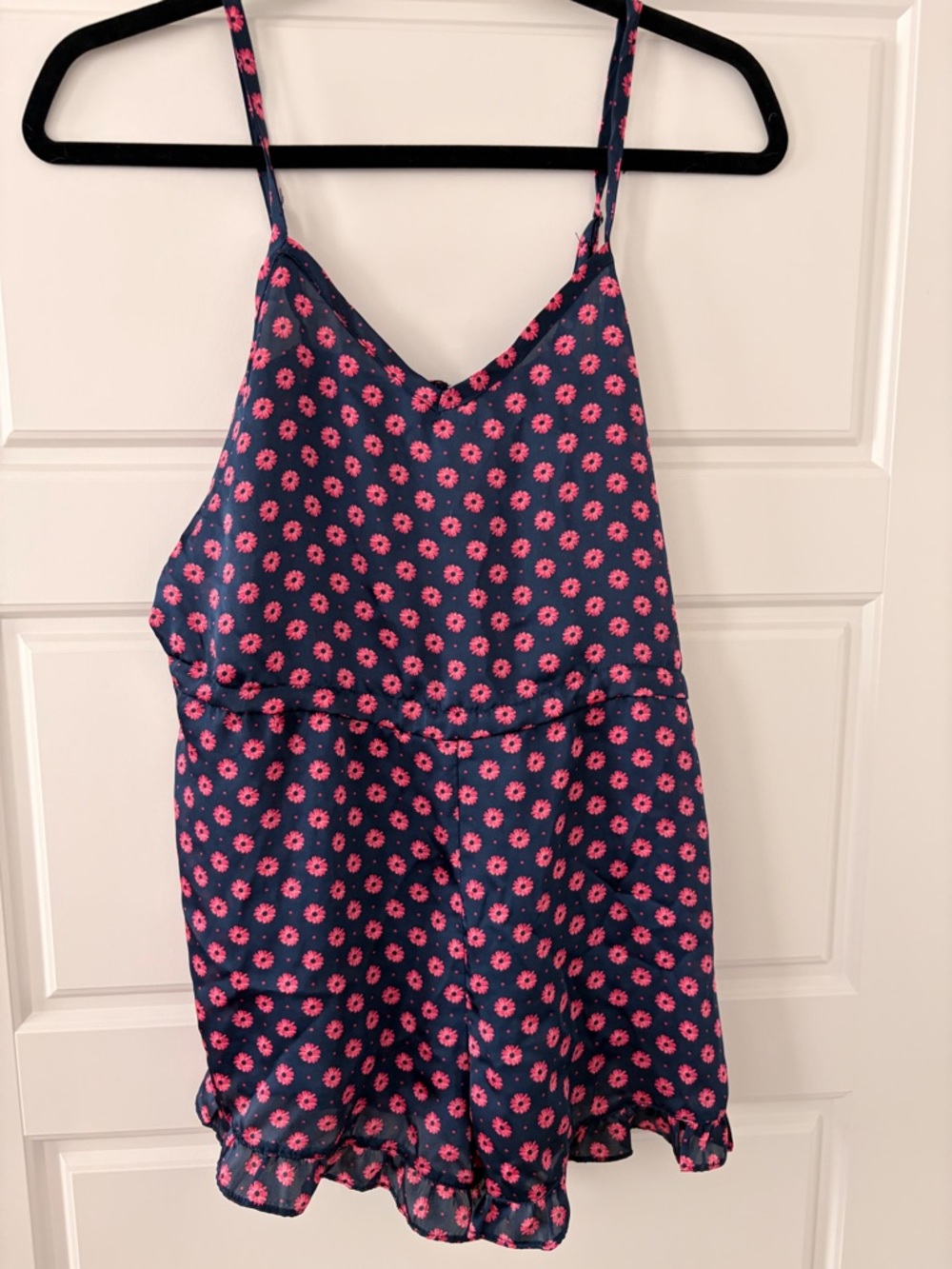 Forever 21 Navy Blue Romper with Pink Floral Print